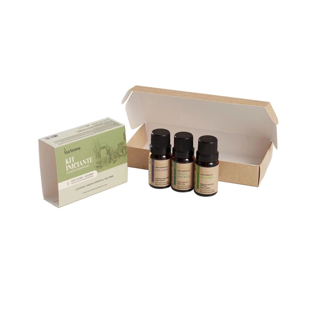 Kit 3 Óleos Essenciais Iniciante Via Aroma - Lavanda, Menta Piperita e Tea Tree - Imagem 2