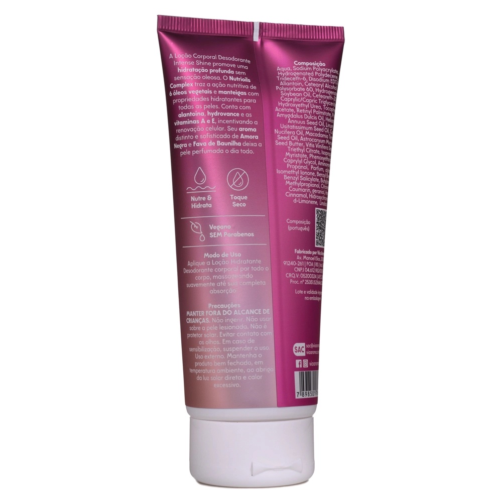 Loção Corporal Desodorante Intense Shine Via Aroma - 200ml - Imagem 3