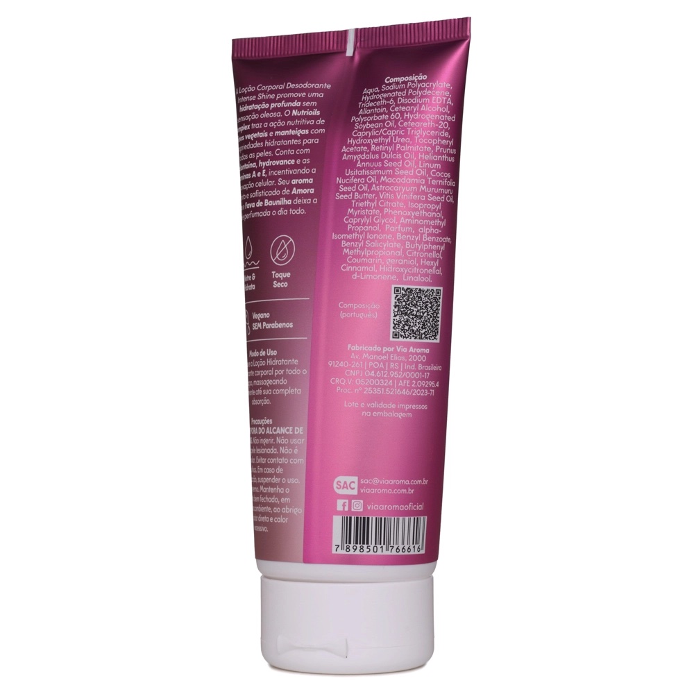 Loção Corporal Desodorante Intense Shine Via Aroma - 200ml - Imagem 2