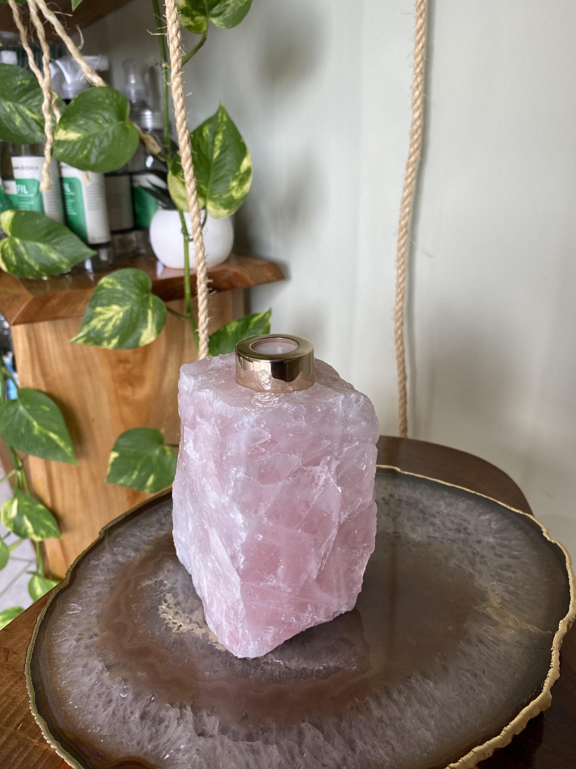 Difusor Pedra Bruta Quartzo Rosa